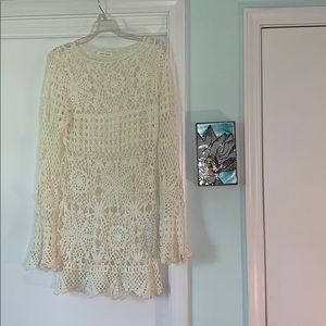 Cream Knitted Tunic with Bellsleeve